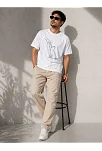 Erkek Minimal Kedi Çizim Baskılı Tişört Kısa Kol Yazlık T-shirt - Beyaz Erkek Minimal Kedi Çizim Baskılı Tişört Kısa Kol Yazlık T-shirt - Beyaz