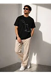 Erkek Minimal Kedi Çizim Baskılı Tişört Kısa Kol Yazlık T-shirt - Siyah Erkek Minimal Kedi Çizim Baskılı Tişört Kısa Kol Yazlık T-shirt - Siyah