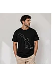 Erkek Minimal Kedi Çizim Baskılı Tişört Kısa Kol Yazlık T-shirt - Siyah Erkek Minimal Kedi Çizim Baskılı Tişört Kısa Kol Yazlık T-shirt - Siyah