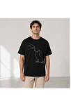 Erkek Minimal Kedi Çizim Baskılı Tişört Kısa Kol Yazlık T-shirt - Siyah Erkek Minimal Kedi Çizim Baskılı Tişört Kısa Kol Yazlık T-shirt - Siyah