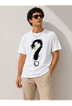 Erkek Kuğu Figürlü Soru İşareti Baskılı Tişört Kısa Kol T-shirt - Beyaz Erkek Kuğu Figürlü Soru İşareti Baskılı Tişört Kısa Kol T-shirt - Beyaz