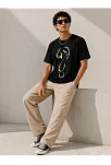 Erkek Kuğu Figürlü Soru İşareti Baskılı Tişört Kısa Kol T-shirt - Siyah Erkek Kuğu Figürlü Soru İşareti Baskılı Tişört Kısa Kol T-shirt - Siyah