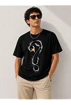 Erkek Kuğu Figürlü Soru İşareti Baskılı Tişört Kısa Kol T-shirt - Siyah Erkek Kuğu Figürlü Soru İşareti Baskılı Tişört Kısa Kol T-shirt - Siyah