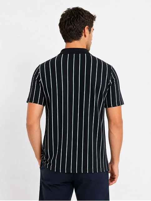 Erkek Pike Kumaş Çizgili Polo Yaka Tişört Kısa Kol Yazlık T-shirt - Siyah Erkek Pike Kumaş Çizgili Polo Yaka Tişört Kısa Kol Yazlık T-shirt - Siyah