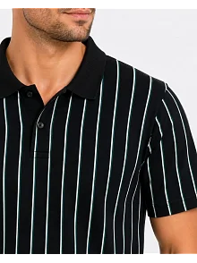 Erkek Pike Kumaş Çizgili Polo Yaka Tişört Kısa Kol Yazlık T-shirt - Siyah Erkek Pike Kumaş Çizgili Polo Yaka Tişört Kısa Kol Yazlık T-shirt - Siyah