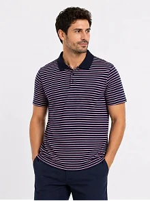 Erkek Pike Kumaş Gül Kurusu Çizgili Polo Yaka Tişört Kısa Kol T-shirt - Siyah