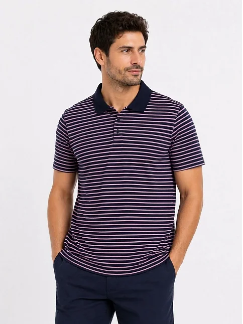 Erkek Pike Kumaş Gül Kurusu Çizgili Polo Yaka Tişört Kısa Kol T-shirt - Siyah Erkek Pike Kumaş Gül Kurusu Çizgili Polo Yaka Tişört Kısa Kol T-shirt - Siyah