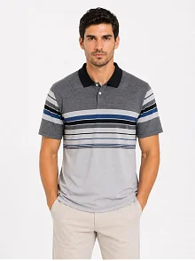 Erkek Flamlı Penye Çizgili Polo Yaka Tişört Kısa Kol Yazlık T-shirt - Gri Erkek Flamlı Penye Çizgili Polo Yaka Tişört Kısa Kol Yazlık T-shirt - Gri