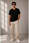 Erkek V Yaka Basic Tişört Kısa Kol Yazlık Regular Fit T-shirt - Siyah Erkek V Yaka Basic Tişört Kısa Kol Yazlık Regular Fit T-shirt - Siyah