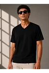 Erkek V Yaka Basic Tişört Kısa Kol Yazlık Regular Fit T-shirt - Siyah Erkek V Yaka Basic Tişört Kısa Kol Yazlık Regular Fit T-shirt - Siyah