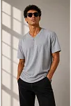 Erkek V Yaka Basic Tişört Kısa Kol Yazlık Regular Fit T-shirt - Gri Erkek V Yaka Basic Tişört Kısa Kol Yazlık Regular Fit T-shirt - Gri