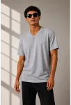 Erkek V Yaka Basic Tişört Kısa Kol Yazlık Regular Fit T-shirt - Gri Erkek V Yaka Basic Tişört Kısa Kol Yazlık Regular Fit T-shirt - Gri
