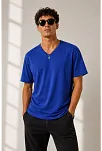 Erkek V Yaka Basic Tişört Kısa Kol Yazlık Regular Fit T-shirt - Saks Mavisi Erkek V Yaka Basic Tişört Kısa Kol Yazlık Regular Fit T-shirt - Saks Mavisi