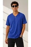 Erkek V Yaka Basic Tişört Kısa Kol Yazlık Regular Fit T-shirt - Saks Mavisi Erkek V Yaka Basic Tişört Kısa Kol Yazlık Regular Fit T-shirt - Saks Mavisi