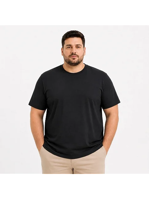 Erkek Battal Big Size Basic Tişört Bisiklet Yaka Rahat Kalıp T-shirt - Siyah Erkek Battal Big Size Basic Tişört Bisiklet Yaka Rahat Kalıp T-shirt - Siyah