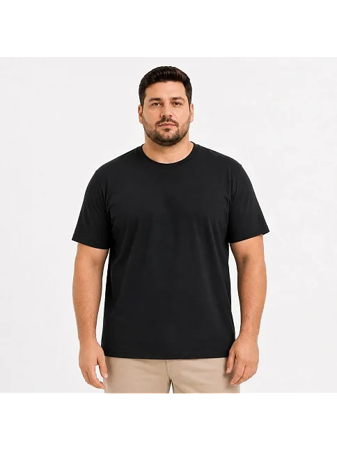 Erkek Battal Big Size Basic Tişört Bisiklet Yaka Rahat Kalıp T-shirt - Siyah Erkek Battal Big Size Basic Tişört Bisiklet Yaka Rahat Kalıp T-shirt - Siyah
