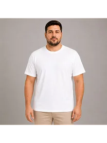 Erkek Battal Big Size Basic Tişört Bisiklet Yaka Rahat Kalıp T-shirt - Beyaz Erkek Battal Big Size Basic Tişört Bisiklet Yaka Rahat Kalıp T-shirt - Beyaz