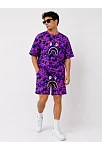 Erkek Oversize Kalıp Pubg Bape X Shark Nakışlı Cepli Şort Takım - Mor Erkek Oversize Kalıp Pubg Bape X Shark Nakışlı Cepli Şort Takım - Mor