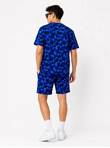 Erkek Oversize Kalıp Pubg Bape X Shark Nakışlı Cepli Şort Takım - Mavi Erkek Oversize Kalıp Pubg Bape X Shark Nakışlı Cepli Şort Takım - Mavi