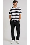 Erkek Çizgili Oversize Tişört Bisiklet Yaka Kısa Kol Yazlık T-shirt - Siyah Erkek Çizgili Oversize Tişört Bisiklet Yaka Kısa Kol Yazlık T-shirt - Siyah