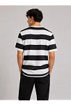 Erkek Çizgili Oversize Tişört Bisiklet Yaka Kısa Kol Yazlık T-shirt - Siyah Erkek Çizgili Oversize Tişört Bisiklet Yaka Kısa Kol Yazlık T-shirt - Siyah