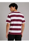 Erkek Çizgili Oversize Tişört Bisiklet Yaka Kısa Kol Yazlık T-shirt - Bordo Erkek Çizgili Oversize Tişört Bisiklet Yaka Kısa Kol Yazlık T-shirt - Bordo