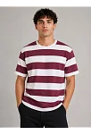 Erkek Çizgili Oversize Tişört Bisiklet Yaka Kısa Kol Yazlık T-shirt - Bordo Erkek Çizgili Oversize Tişört Bisiklet Yaka Kısa Kol Yazlık T-shirt - Bordo