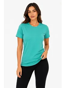 Kadın Basic Tişört Bisiklet Yaka Kısa Kol Günlük Yazlık Slim Fit T-shirt - Su Yeşili