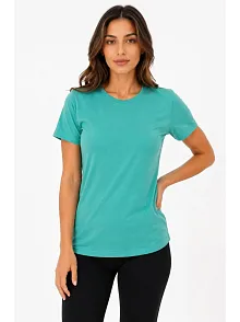 Kadın Basic Tişört Bisiklet Yaka Kısa Kol Günlük Yazlık Slim Fit T-shirt - Su Yeşili Kadın Basic Tişört Bisiklet Yaka Kısa Kol Günlük Yazlık Slim Fit T-shirt - Su Yeşili