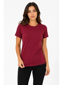 Kadın Basic Tişört Bisiklet Yaka Kısa Kol Günlük Yazlık Slim Fit T-shirt - Bordo Kadın Basic Tişört Bisiklet Yaka Kısa Kol Günlük Yazlık Slim Fit T-shirt - Bordo
