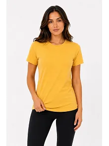 Kadın Basic Tişört Bisiklet Yaka Kısa Kol Günlük Yazlık Slim Fit T-shirt - Sarı Kadın Basic Tişört Bisiklet Yaka Kısa Kol Günlük Yazlık Slim Fit T-shirt - Sarı