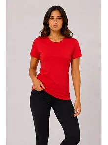Kadın Basic Tişört Bisiklet Yaka Kısa Kol Günlük Yazlık Slim Fit T-shirt - Kırmızı Kadın Basic Tişört Bisiklet Yaka Kısa Kol Günlük Yazlık Slim Fit T-shirt - Kırmızı