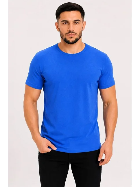 Erkek Basic Tişört Bisiklet Yaka Kısa Kol Günlük Yazlık Slim Fit T-shirt - Saks Mavisi Erkek Basic Tişört Bisiklet Yaka Kısa Kol Günlük Yazlık Slim Fit T-shirt - Saks Mavisi