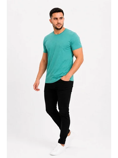 Erkek Basic Tişört Bisiklet Yaka Kısa Kol Günlük Yazlık Slim Fit T-shirt - Su Yeşili Erkek Basic Tişört Bisiklet Yaka Kısa Kol Günlük Yazlık Slim Fit T-shirt - Su Yeşili