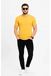 Erkek Basic Tişört Bisiklet Yaka Kısa Kol Günlük Yazlık Slim Fit T-shirt - Sarı