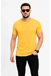 Erkek Basic Tişört Bisiklet Yaka Kısa Kol Günlük Yazlık Slim Fit T-shirt - Sarı