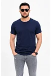 Erkek Basic Tişört Bisiklet Yaka Kısa Kol Günlük Yazlık Slim Fit T-shirt - Lacivert