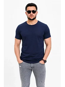 Erkek Basic Tişört Bisiklet Yaka Kısa Kol Günlük Yazlık Slim Fit T-shirt - Lacivert Erkek Basic Tişört Bisiklet Yaka Kısa Kol Günlük Yazlık Slim Fit T-shirt - Lacivert