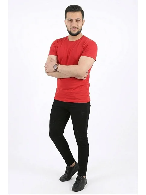 Erkek Basic Tişört Bisiklet Yaka Kısa Kol Günlük Yazlık Slim Fit T-shirt - Kırmızı Erkek Basic Tişört Bisiklet Yaka Kısa Kol Günlük Yazlık Slim Fit T-shirt - Kırmızı
