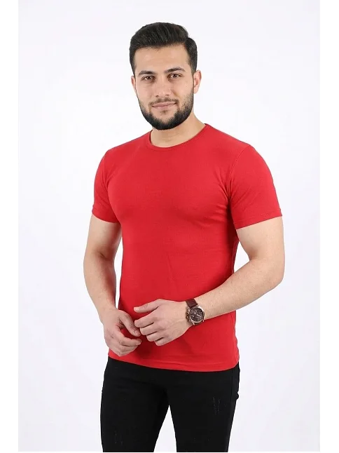 Erkek Basic Tişört Bisiklet Yaka Kısa Kol Günlük Yazlık Slim Fit T-shirt - Kırmızı Erkek Basic Tişört Bisiklet Yaka Kısa Kol Günlük Yazlık Slim Fit T-shirt - Kırmızı