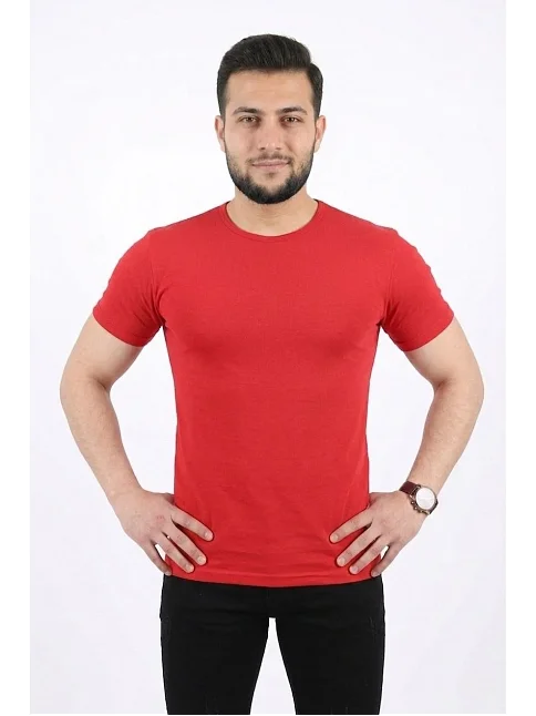 Erkek Basic Tişört Bisiklet Yaka Kısa Kol Günlük Yazlık Slim Fit T-shirt - Kırmızı Erkek Basic Tişört Bisiklet Yaka Kısa Kol Günlük Yazlık Slim Fit T-shirt - Kırmızı