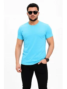 Erkek Basic Tişört Bisiklet Yaka Kısa Kol Günlük Yazlık Slim Fit T-shirt - Açık Mavi Erkek Basic Tişört Bisiklet Yaka Kısa Kol Günlük Yazlık Slim Fit T-shirt - Açık Mavi