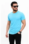 Erkek Basic Tişört Bisiklet Yaka Kısa Kol Günlük Yazlık Slim Fit T-shirt - Açık Mavi
