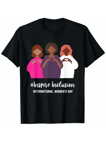 8 Mart Dünya Kadınlar Günü İçin Özel Baskılı T-shirt - Siyah