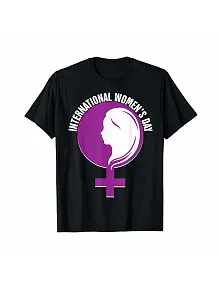 8 Mart Dünya Kadınlar Günü İçin Özel Baskılı T-shirt - Siyah