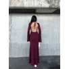 Acık Sırt Detaylı Maxi Uzun Boy Elbise- Bordo Acık Sırt Detaylı Maxi Uzun Boy Elbise- Bordo