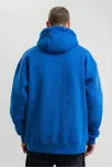Erkek Saks Mavi Double Oversize 3 İplik Pamuklu Kapüşonlu Kanguru Cepli Sweatshirt Hoodie - Saks Mavi