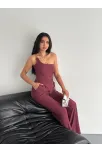 Asimetrik Crop Pantalon İkili Takım - Gül Kurusu Asimetrik Crop Pantalon İkili Takım - Gül Kurusu
