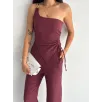 Asimetrik Crop Pantalon ikili Takım - Gül Kurusu