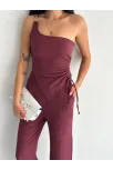 Asimetrik Crop Pantalon İkili Takım - Gül Kurusu Asimetrik Crop Pantalon İkili Takım - Gül Kurusu
